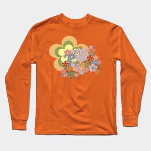 Flower Power Peace and Love Retro Design Long Sleeve T-Shirt